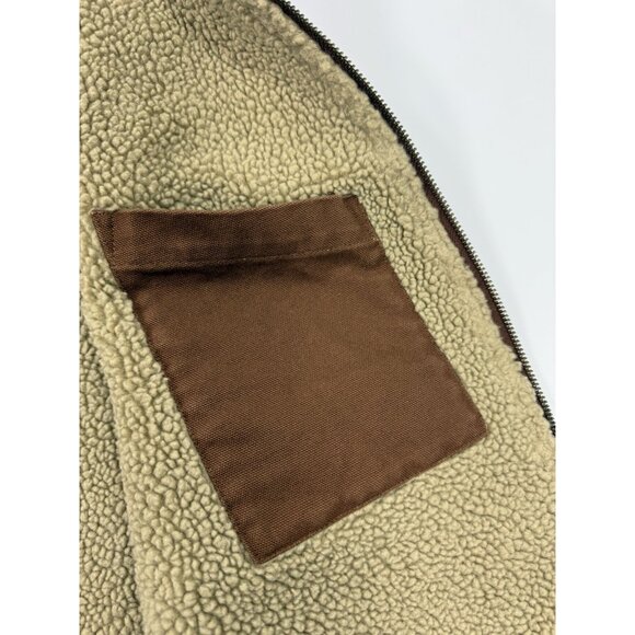 Sorel Mens Sherpa Lined Vest Heavy Duck Canvas Chore Workwear Zip Sz Large Brown - Picture 6 of 12